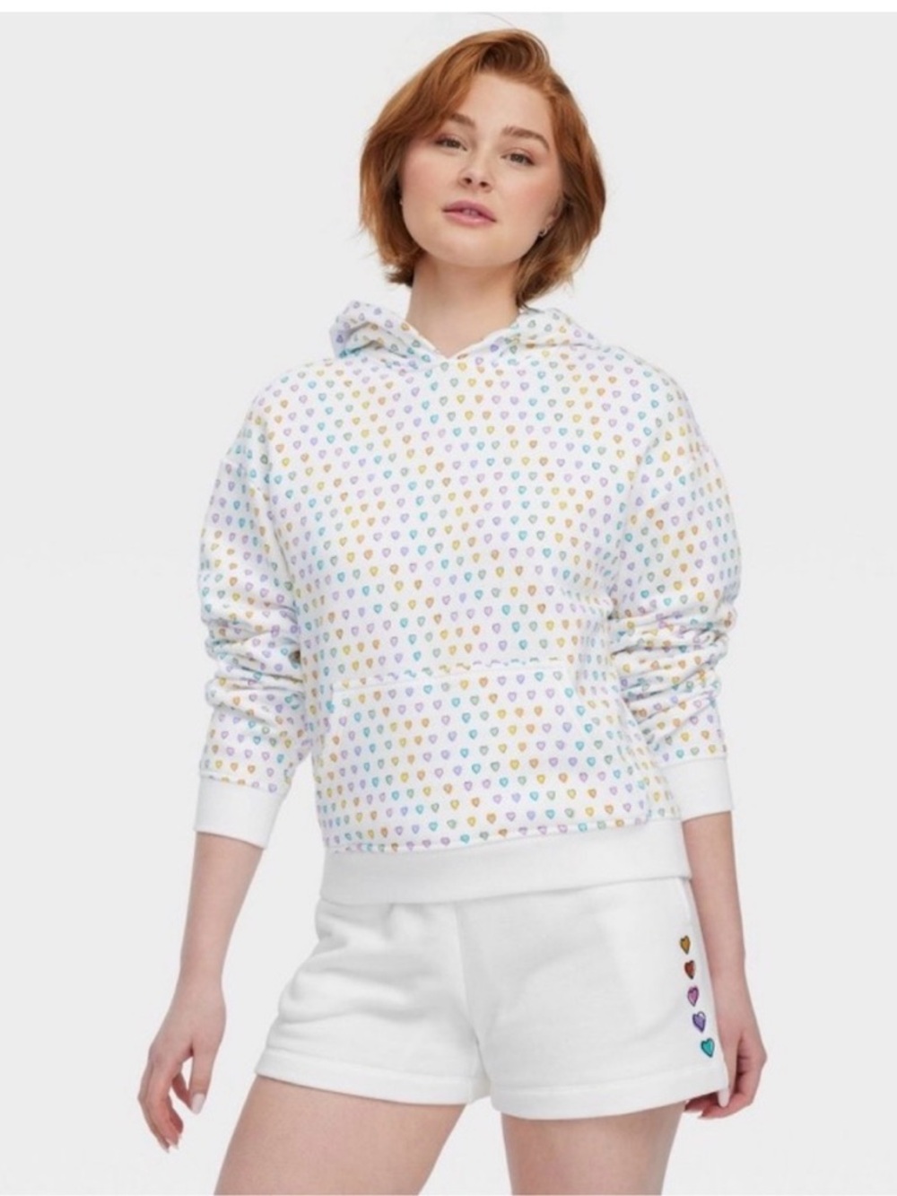 NWT sold out Roller Rabbit White Multicolor Heart Print Hoodie - Women
